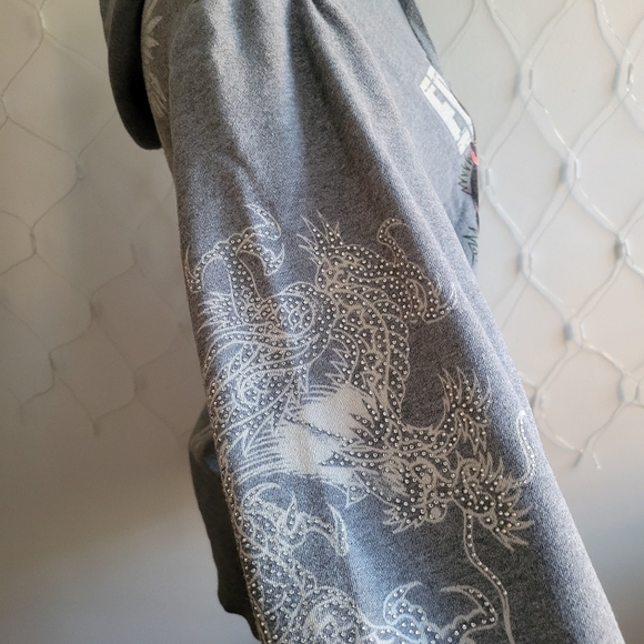 Vintage Ed Hardy Sweatshirt Hoodie • Gray • Size Large • Designer - Picture 3 of 10